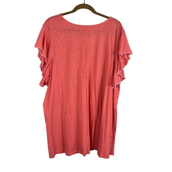 Lane Bryant Top Women 26 Orange Boho Western Peasant Embroidery Feminine Retro - Picture 8 of 11